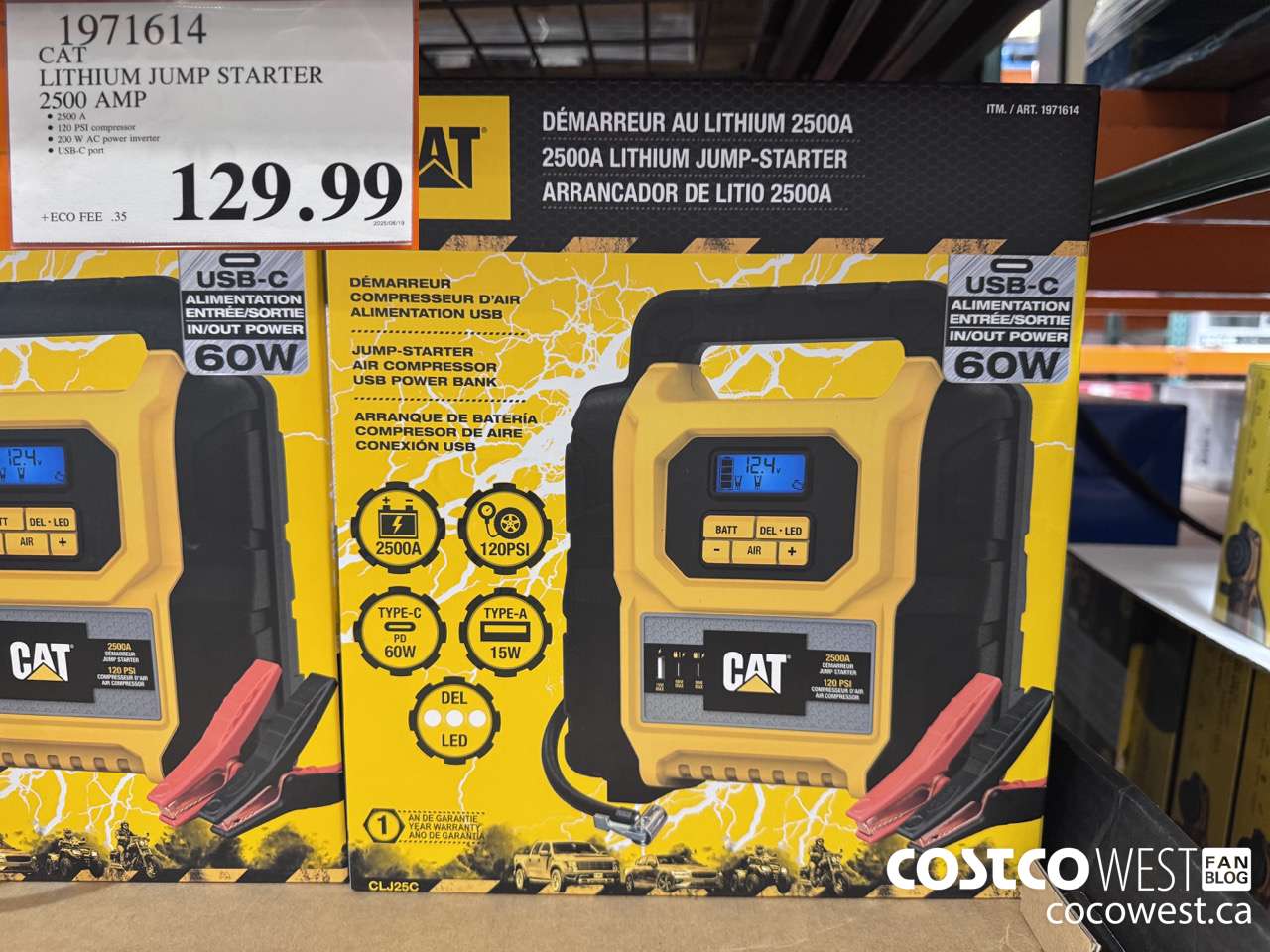 1971614 CAT LITHIUM JUMP STARTER 2500 AMP $129.99