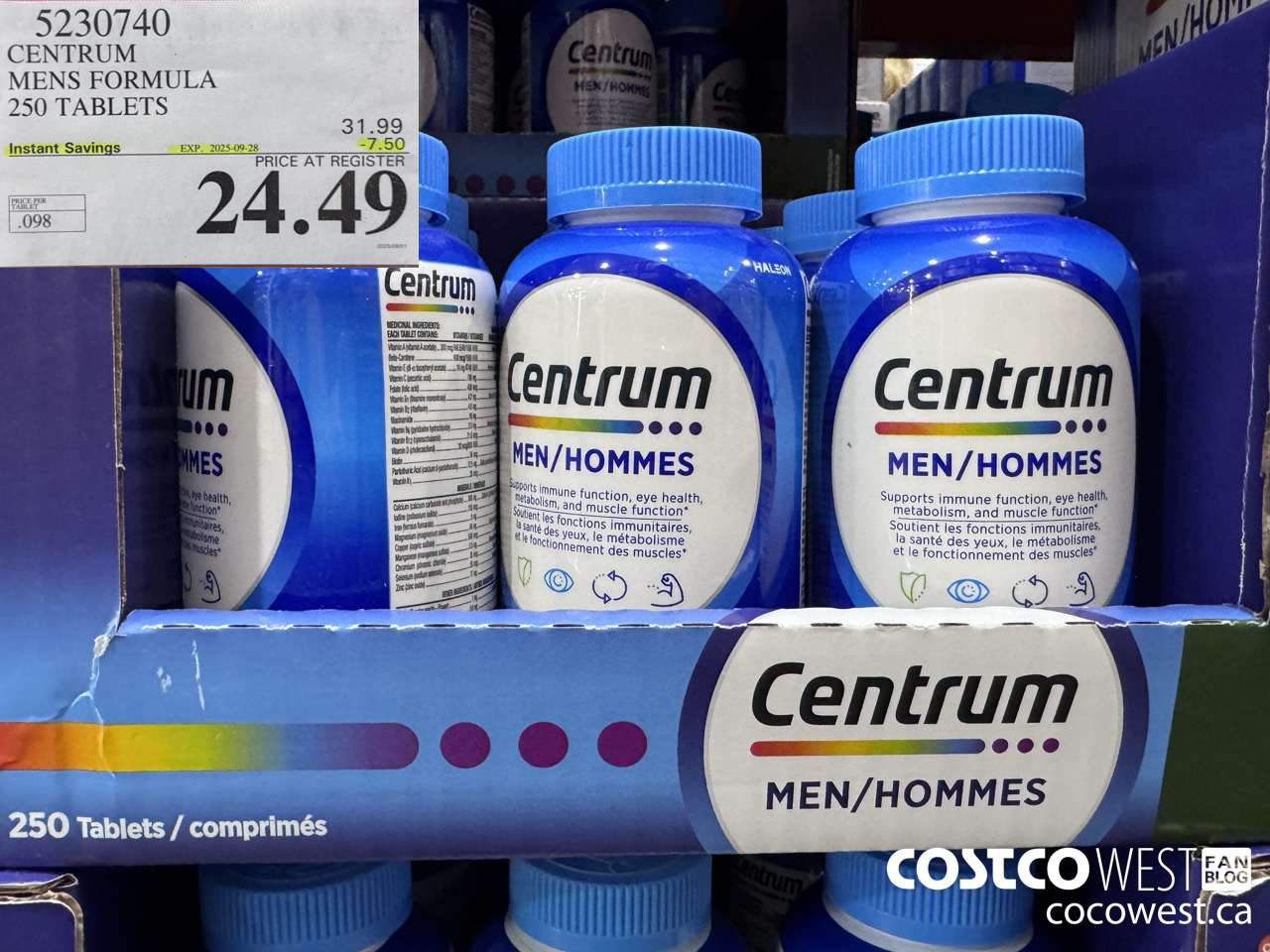 5230740 CENTRUM MEN 250 TABLETS ($7.50 INSTANT SAVINGS EXPIRES ON 2025-09-28) $24.49
