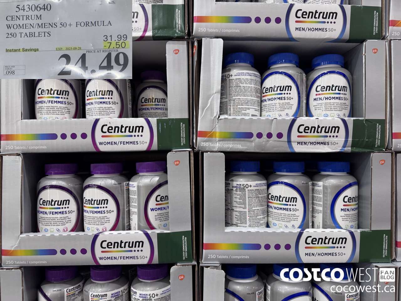 5430640 CENTRUM WOMEN 50+ 250 TABLET ($7.50 INSTANT SAVINGS EXPIRES ON 2025-09-28) $24.49