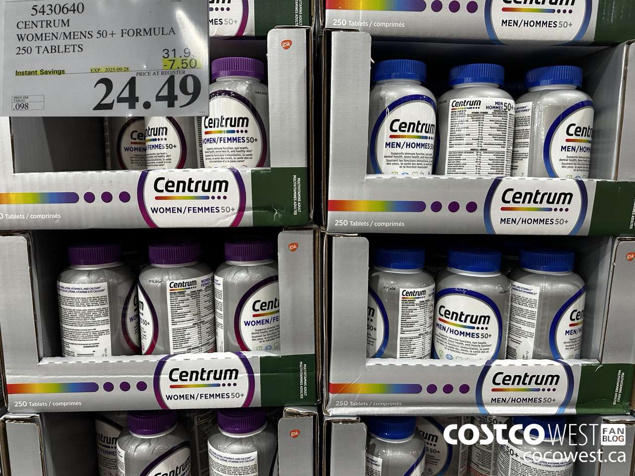 5430640 CENTRUM WOMEN 50+ 250 TABLET ($7.50 INSTANT SAVINGS EXPIRES ON 2025-09-28) $24.49