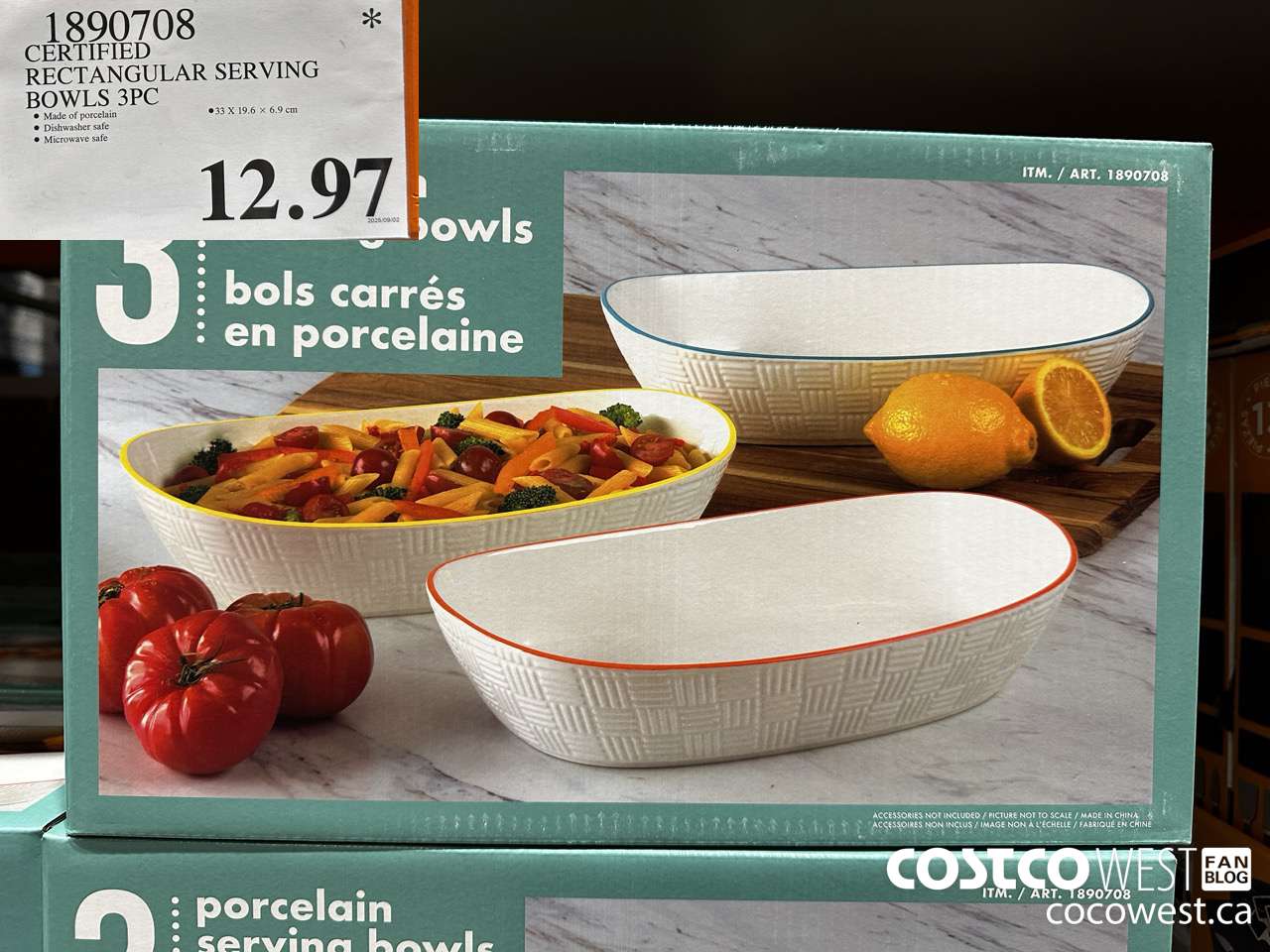 1890708 CERTIFIED RECTANGULAR SERVING BOWLS 3PC $12.97