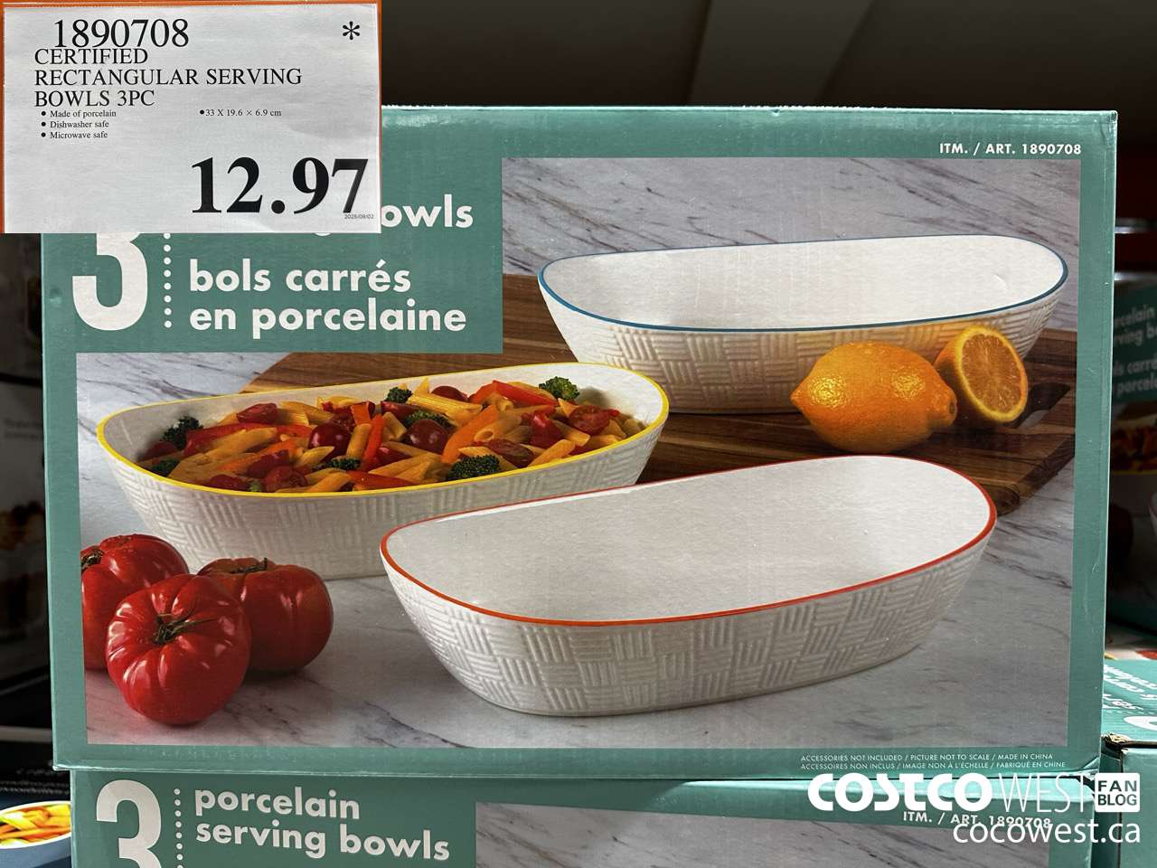 1890708 CERTIFIED RECTANGULAR SERVING BOWLS 3PC $12.97
