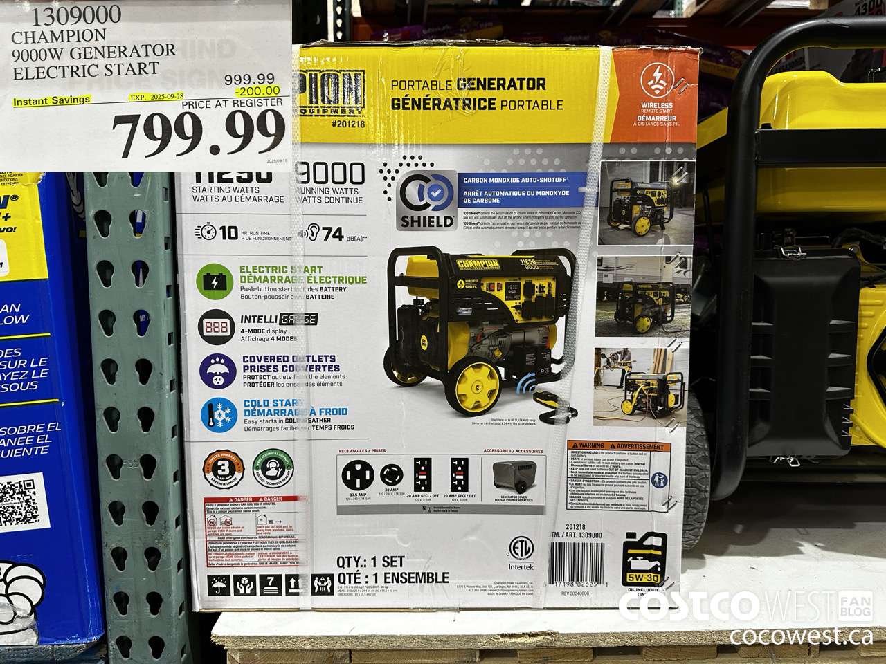 1309000 CHAMPION 9000W GENERATOR ELECTRIC START ($200.00 INSTANT SAVINGS EXPIRES ON 2025-09-28) $799.99