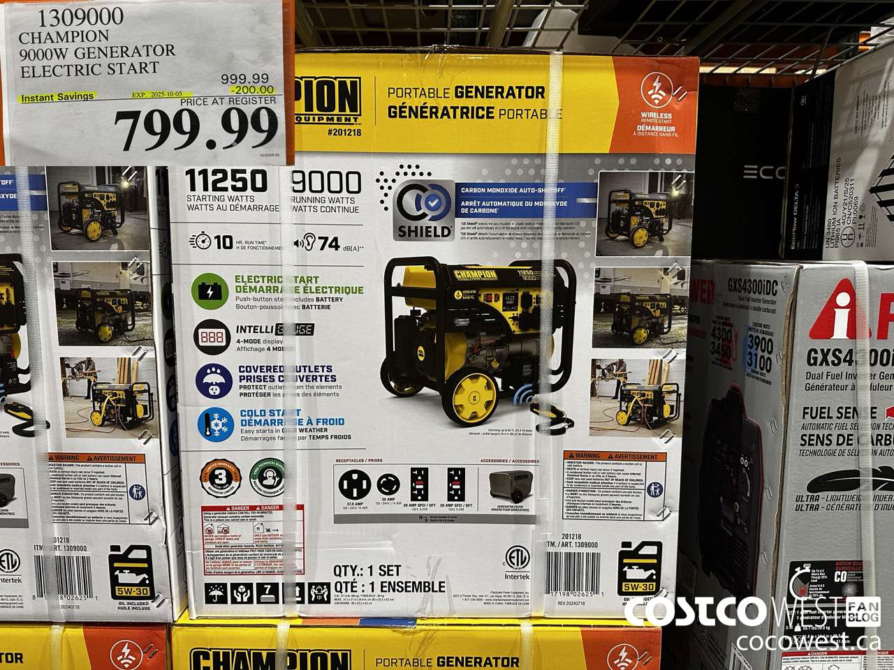 1309000 CHAMPION 9000W GENERATOR ELECTRIC START ($200.00 INSTANT SAVINGS EXPIRES ON 2025-10-05) $799.99
