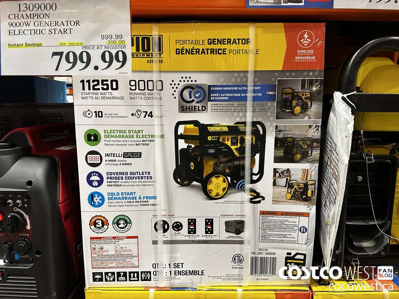 1309000 CHAMPION 9000W GENERATOR ELECTRIC START ($200.00 INSTANT SAVINGS EXPIRES ON 2025-10-05) $799.99