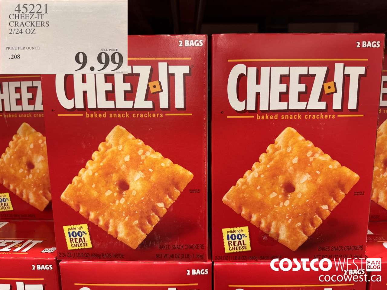45221 CHEEZ-IT CRACKERS 2/24 OZ $9.99