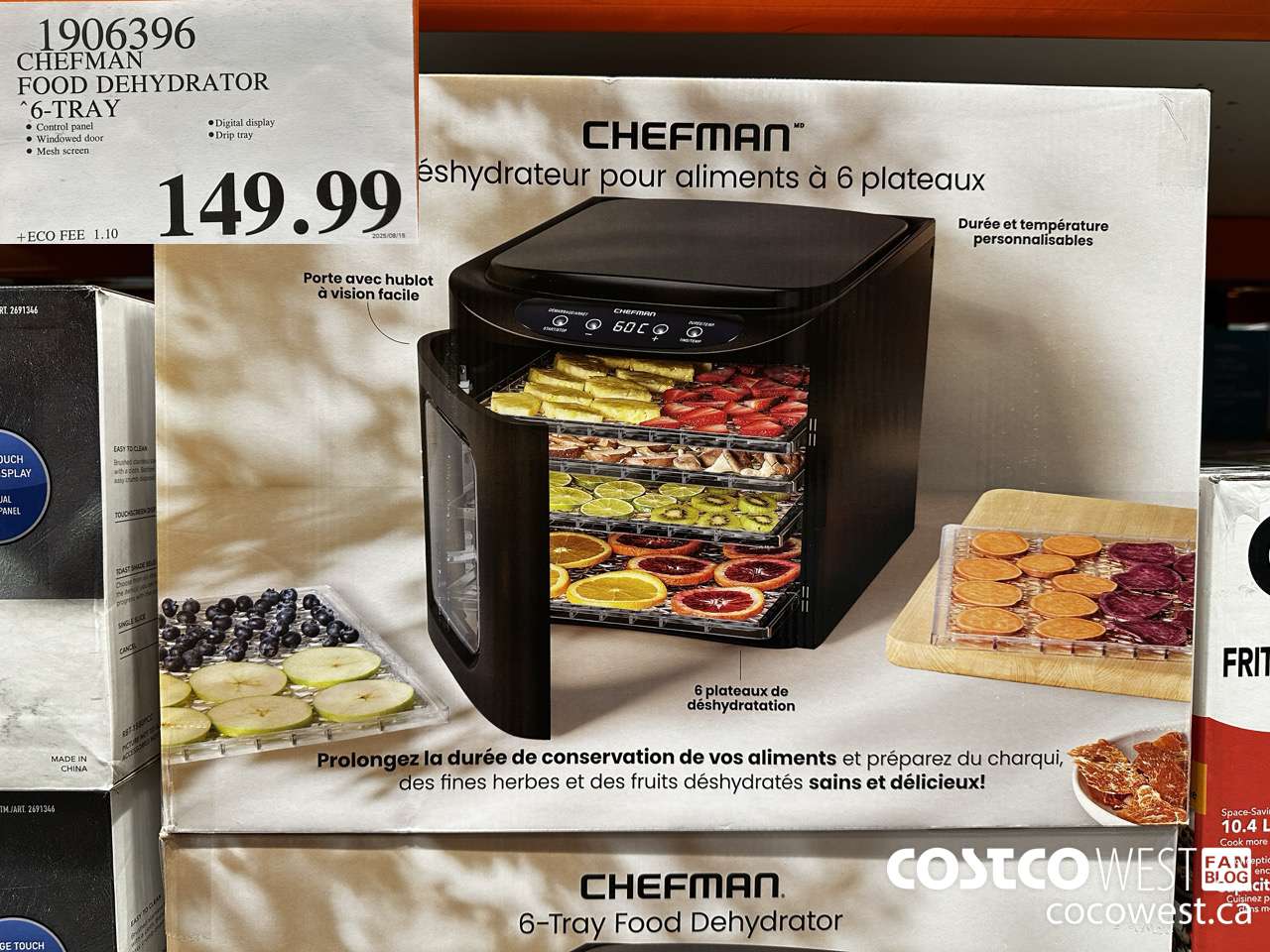 1906396 CHEFMAN FOOD DEHYDRATOR 6-TRAY $149.99