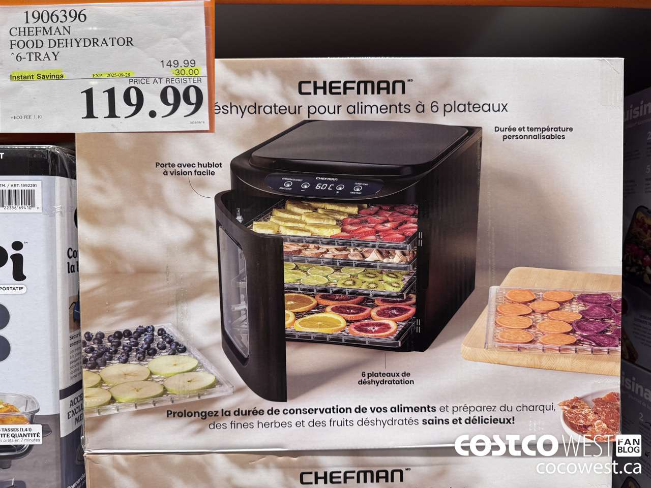 1906396 CHEFMAN FOOD DEHYDRATOR 6-TRAY ($30.00 INSTANT SAVINGS EXPIRES ON 2025-09-28) $119.99