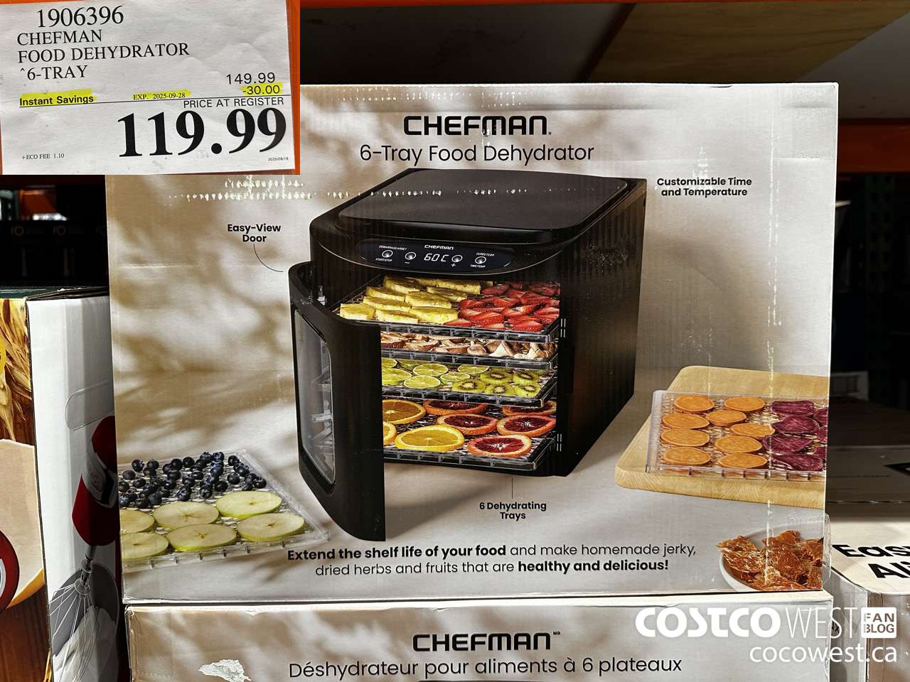 1906396 CHEFMAN FOOD DEHYDRATOR 6-TRAY ($30.00 INSTANT SAVINGS EXPIRES ON 2025-09-28) $119.99