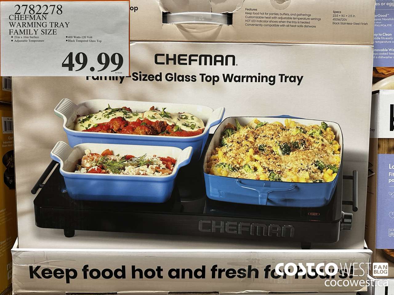 2782278 CHEFMAN WARMING TRAY FAMILY SIZE $49.99