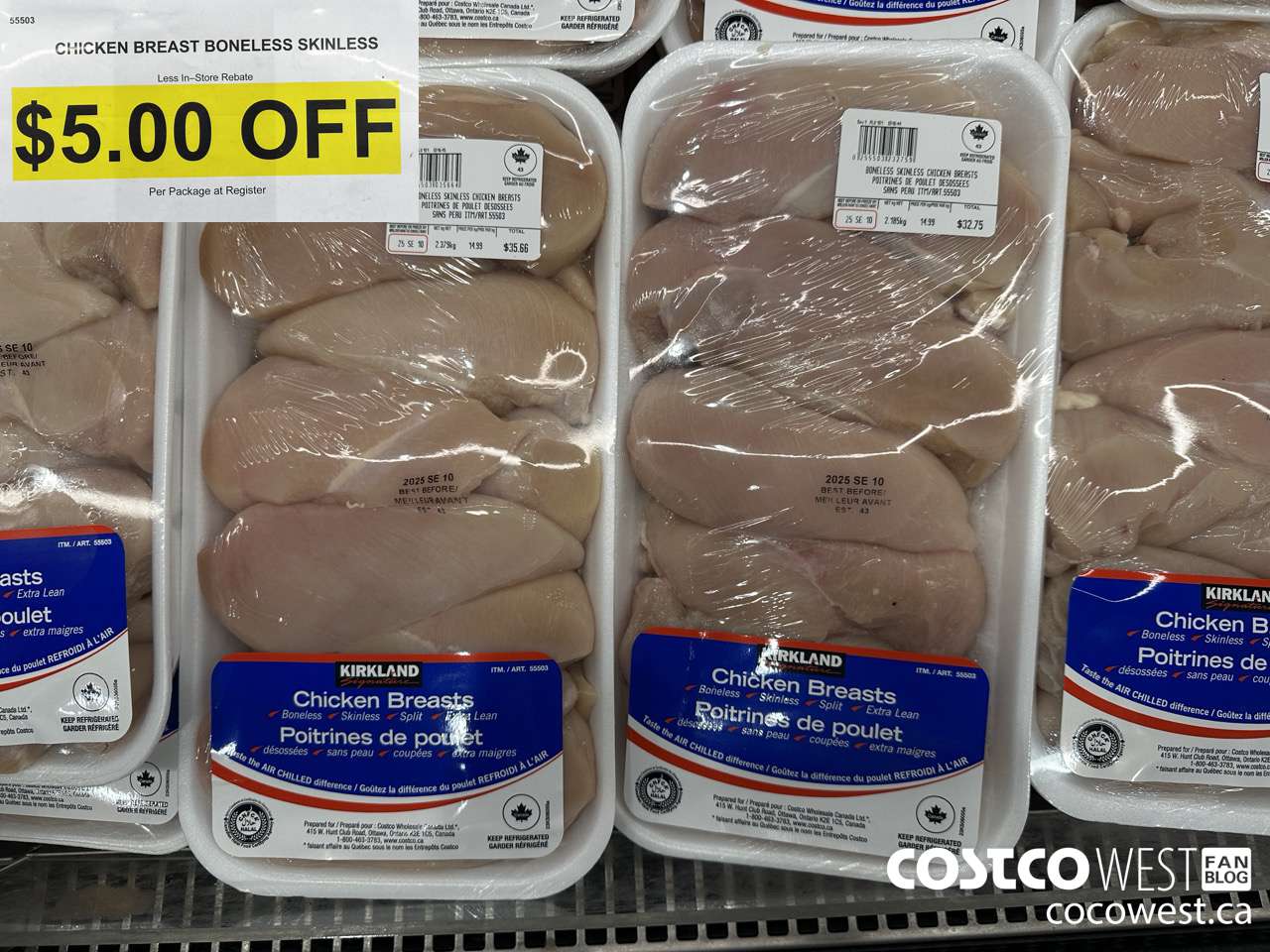 55503 CHICKEN BREASTS BONELESS SKINLESS ($5.00 INSTANT SAVINGS)