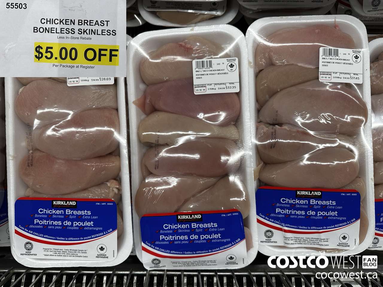 55503 CHICKEN BREASTS BONELESS SKINLESS ($5.00 INSTANT SAVINGS)