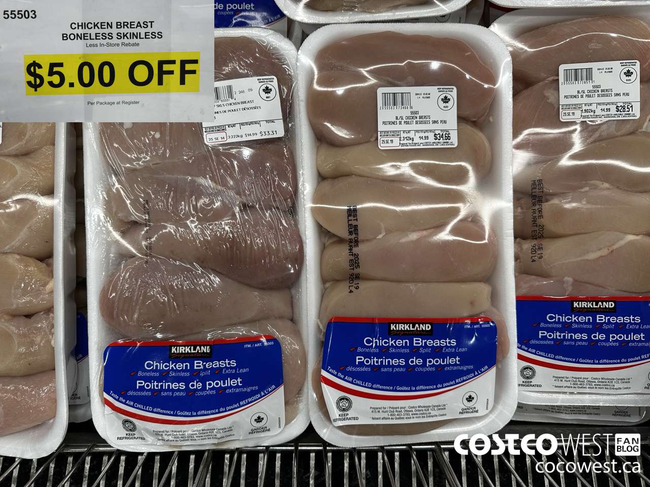 55503 CHICKEN BREASTS BONELESS SKINLESS ($5.00 INSTANT SAVINGS)
