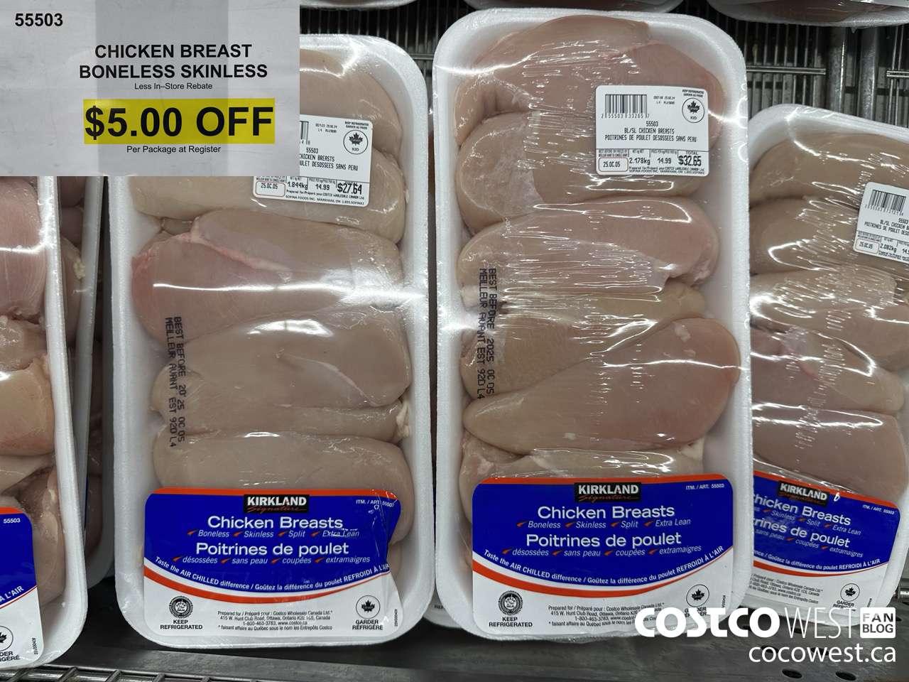 55503 CHICKEN BREASTS BONELESS SKINLESS ($5.00 INSTANT SAVINGS)