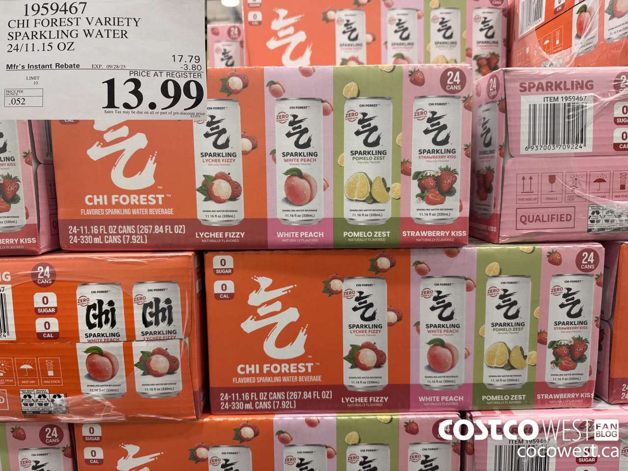 1959467 CHI FOREST VARIETY SPARKLING WATER 24/11.15 OZ ($3.80 INSTANT SAVINGS EXPIRES ON 2025-09-28) $13.99