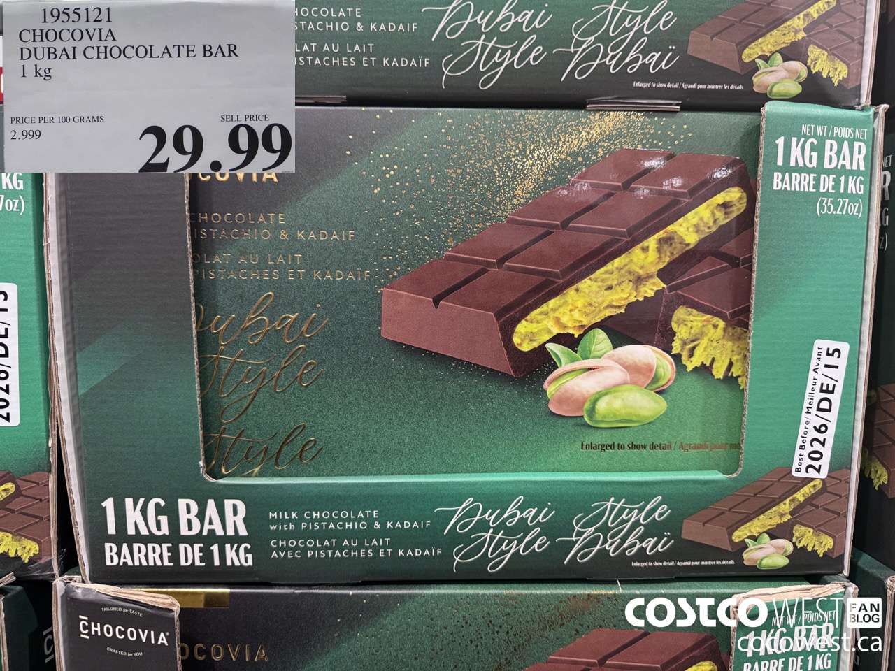 1955121 CHOCOVIA DUBAI CHOCOLATE BAR 1KG $29.99