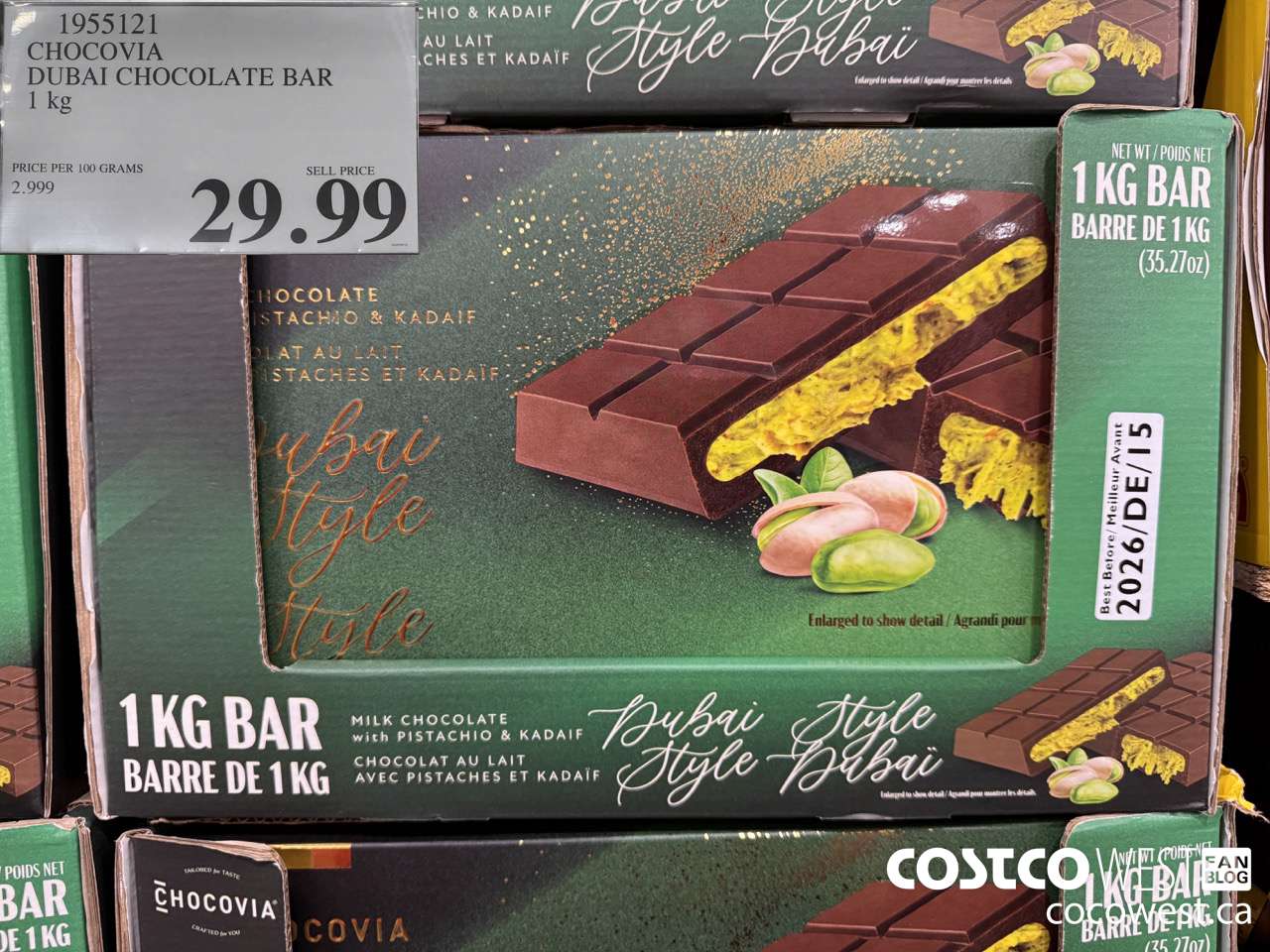 1955121 CHOCOVIA DUBAI CHOCOLATE BAR 1KG $29.99