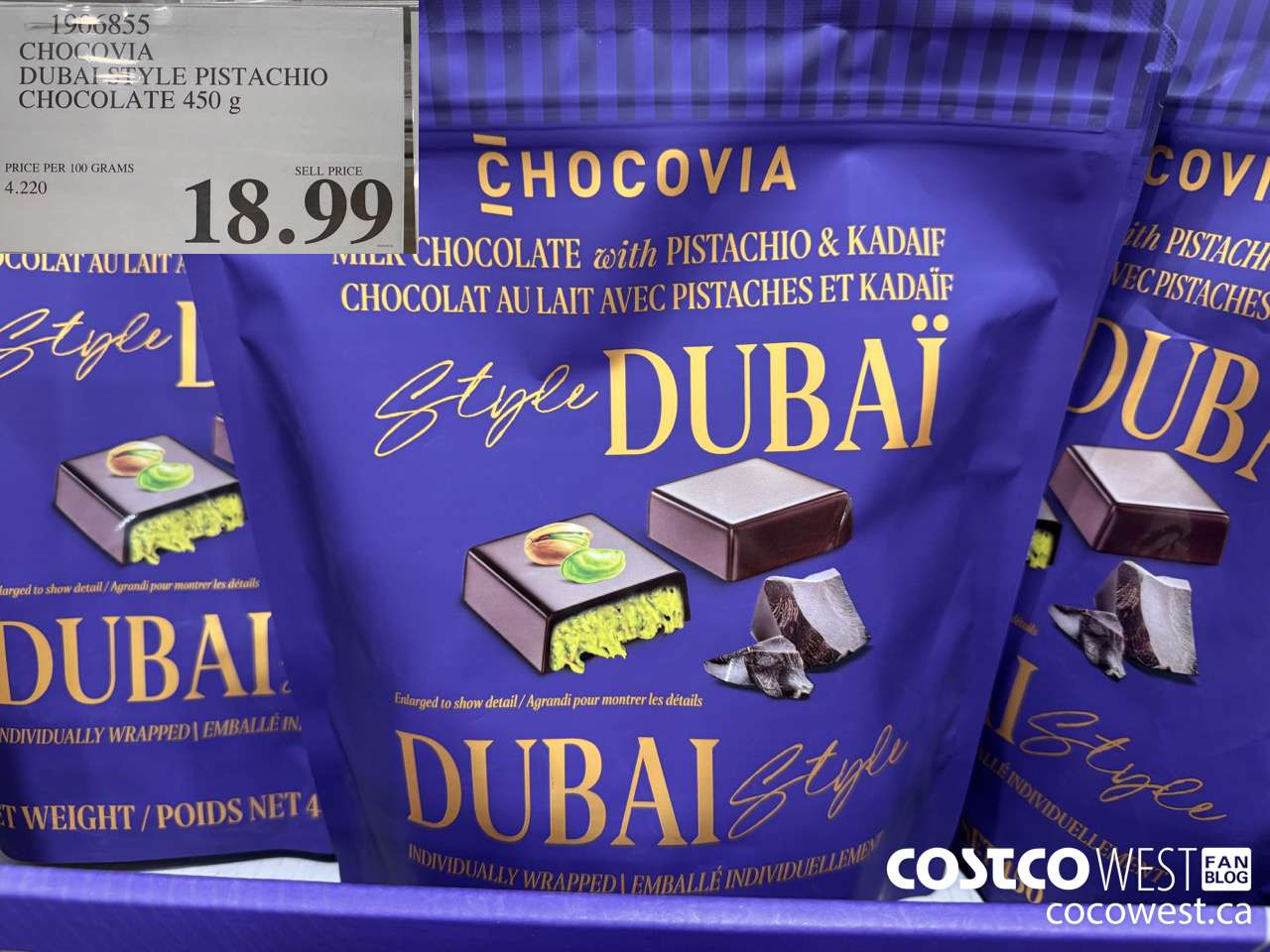 1906855 CHOCOVIA DUBAI PISTACHIO CHOCOLATE 450G $18.99