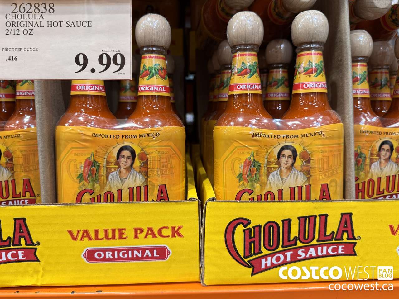 262838 CHOLULA ORIGINAL HOT SAUCE 2/12 OZ $9.99