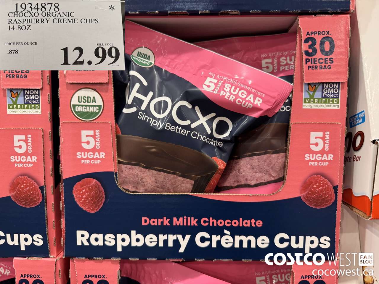 1934878 CHOXCO ORGANIC RASPBERRY CREME CUPS 14.8 OZ $12.99