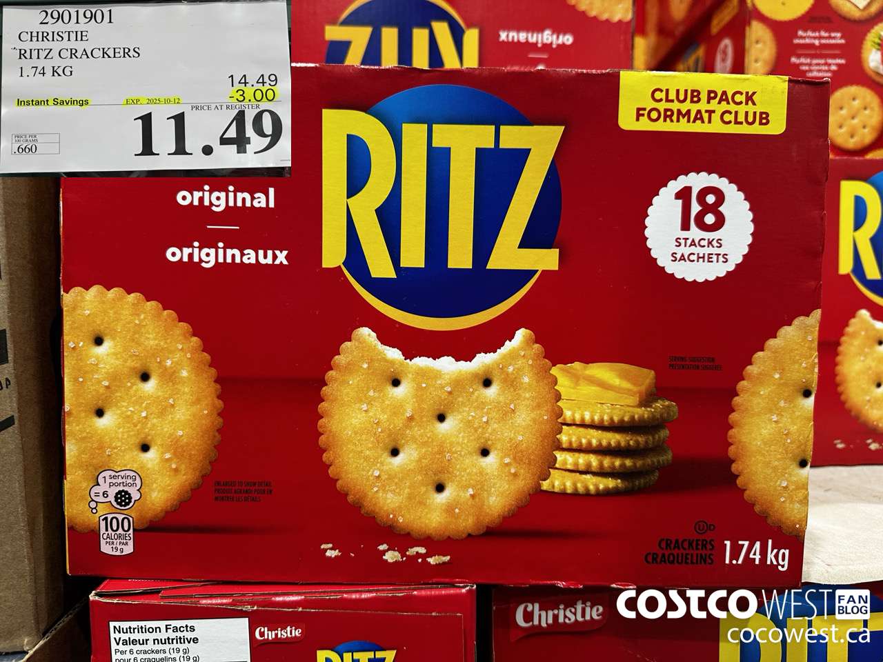 2901901 CHRISTIE RITZ CRACKERS 1.74KG ($3.00 INSTANT SAVINGS EXPIRES ON 2025-10-12) $11.49