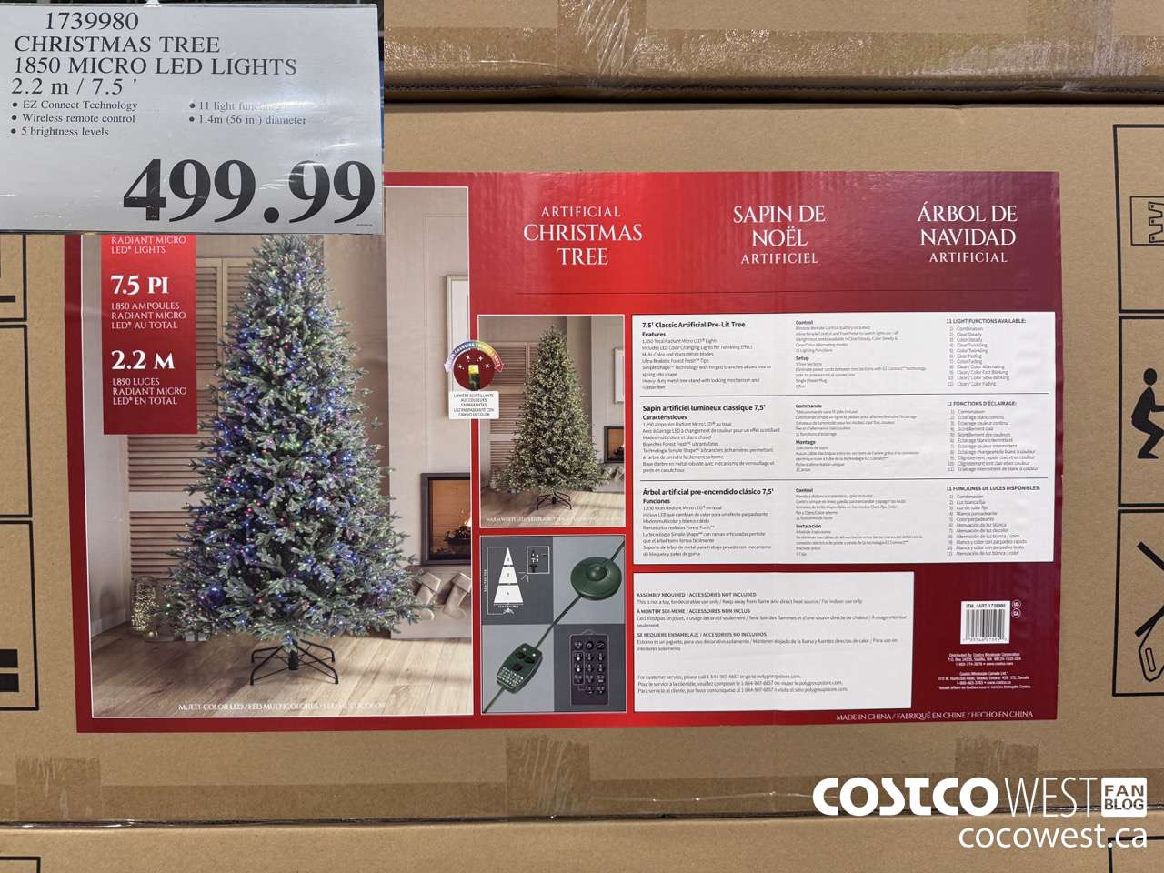 1739980 CHRISTMAS TREE 1850 MICRO LED LIGHTS 2.2M / 7.5' $499.99