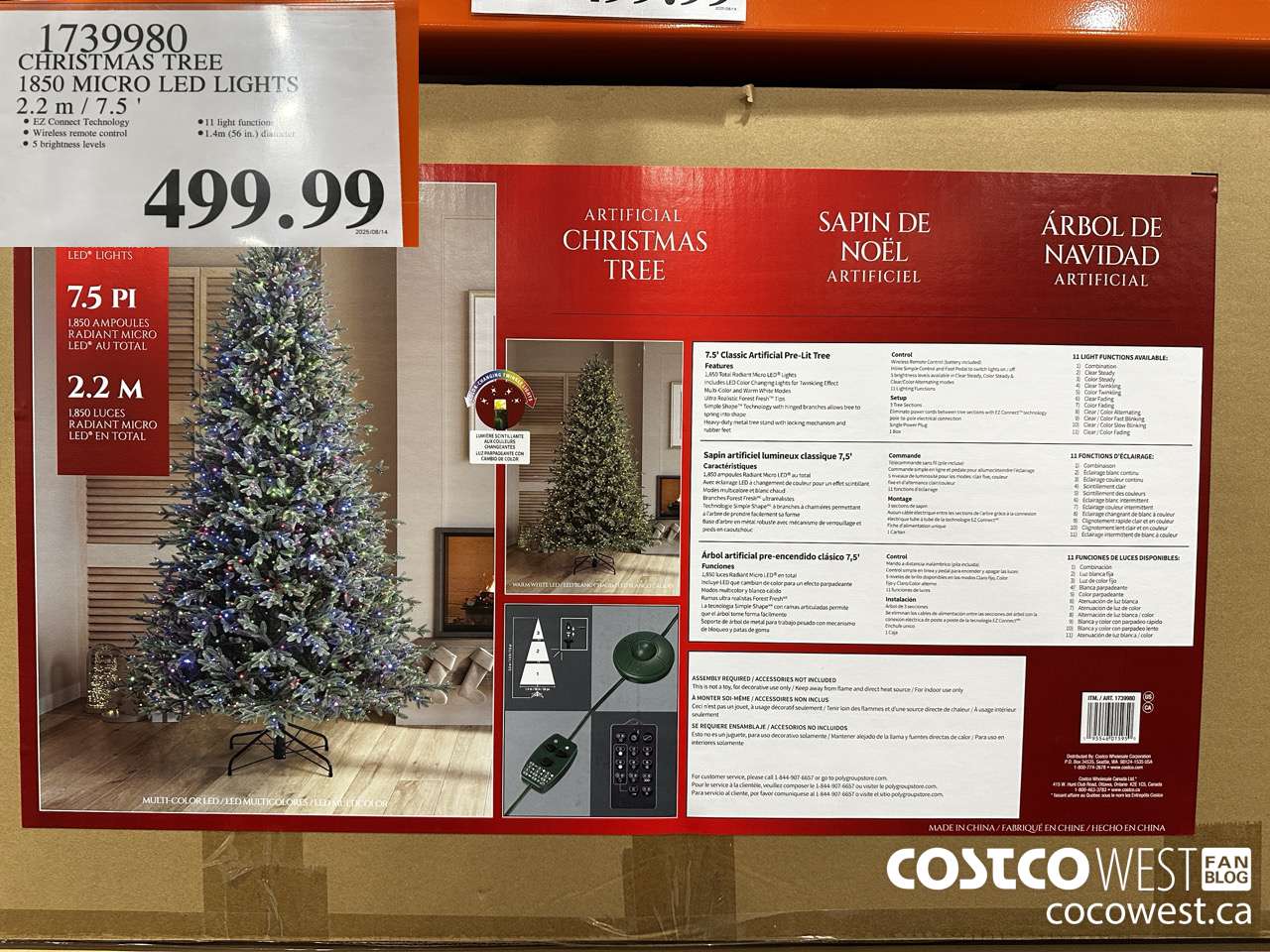 1739980 CHRISTMAS TREE 1850 MICRO LED LIGHTS 2.2M / 7.5' $499.99