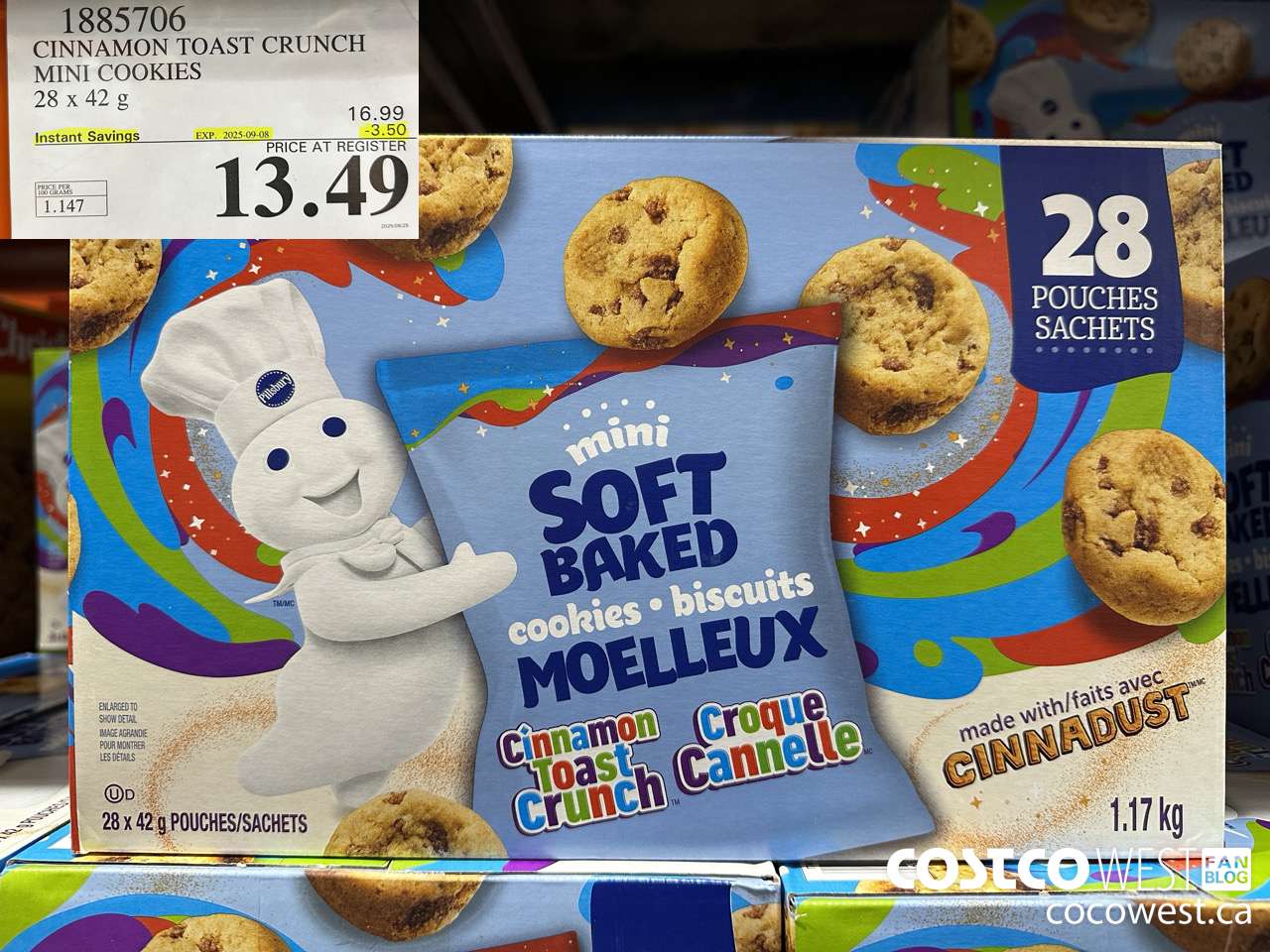 1885706 CINNAMON TOAST CRUNCH MINI COOKIES 28 X 42G ($3.50 INSTANT SAVINGS EXPIRES ON 2025-09-08) $13.49