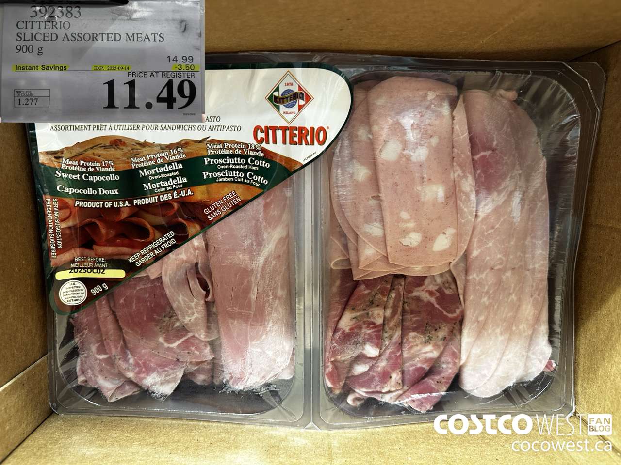 392383 CITTERIO PANINI! SLICED ASSORTED MEATS 900 g ($3.50 INSTANT SAVINGS EXPIRES ON 2025-09-14) $11.49