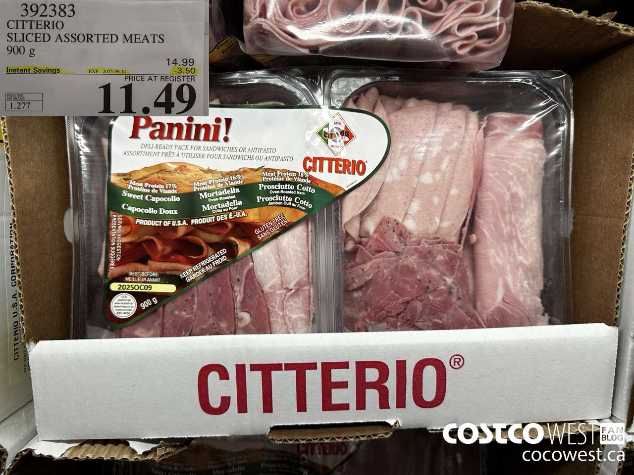392383 CITTERIO PANINI! SLICED ASSORTED MEATS 900 g ($3.50 INSTANT SAVINGS EXPIRES ON 2025-09-14) $11.49