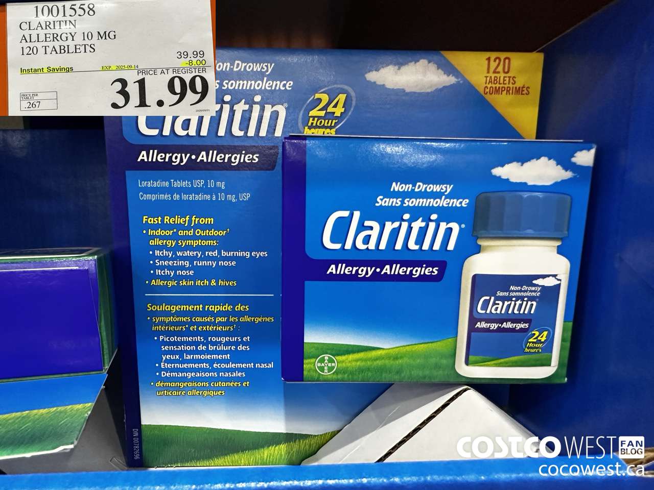 1001558 CLARITIN ALLERGY 10MG 120 TABLETS ($8.00 INSTANT SAVINGS EXPIRES ON 2025-09-14) $31.99