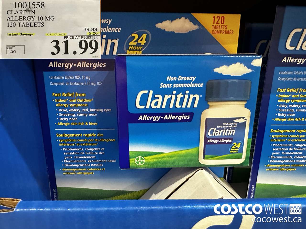 1001558 CLARITIN ALLERGY 10MG 120 TABLETS ($8.00 INSTANT SAVINGS EXPIRES ON 2025-09-14) $31.99