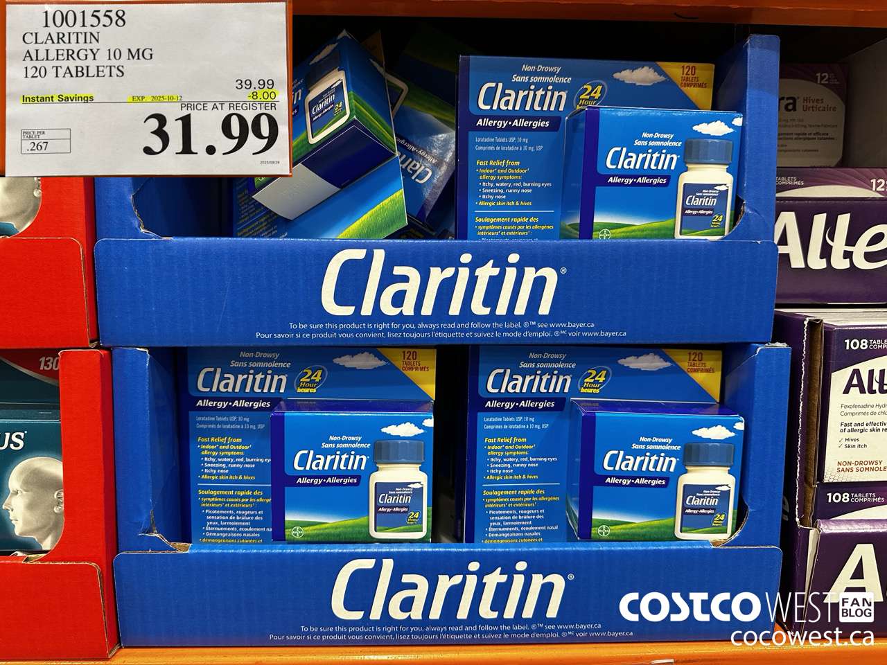 1001558 CLARITIN ALLERGY 10MG 120 TABLETS ($8.00 INSTANT SAVINGS EXPIRES ON 2025-10-12) $31.99