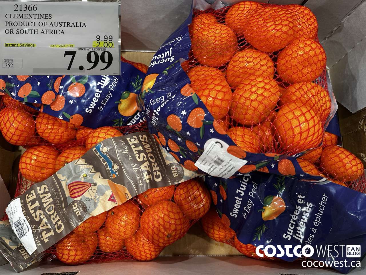 21366 CLEMENTINES PRODUCT OF AUSTRALIA OR SOUTH AFRICA ($2.00 INSTANT SAVINGS EXPIRES ON 2025-10-01) $7.99