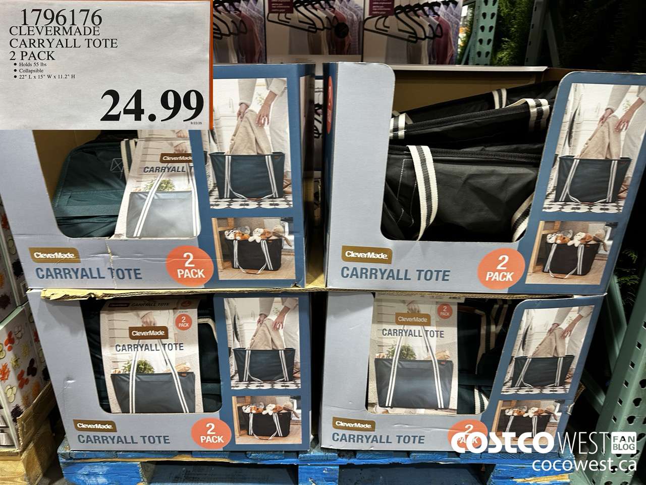 1796176 CLEVERMADE CARRYALL TOTE 2 PACK $24.99