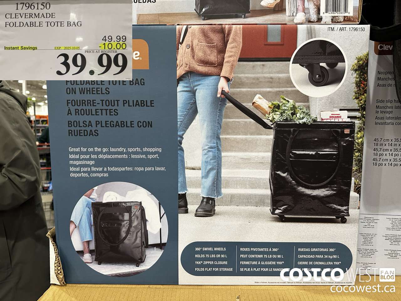 1796150 CLEVERMADE FOLDABLE TOTE BAG ($10.00 INSTANT SAVINGS EXPIRES ON 2025-10-05) $39.99