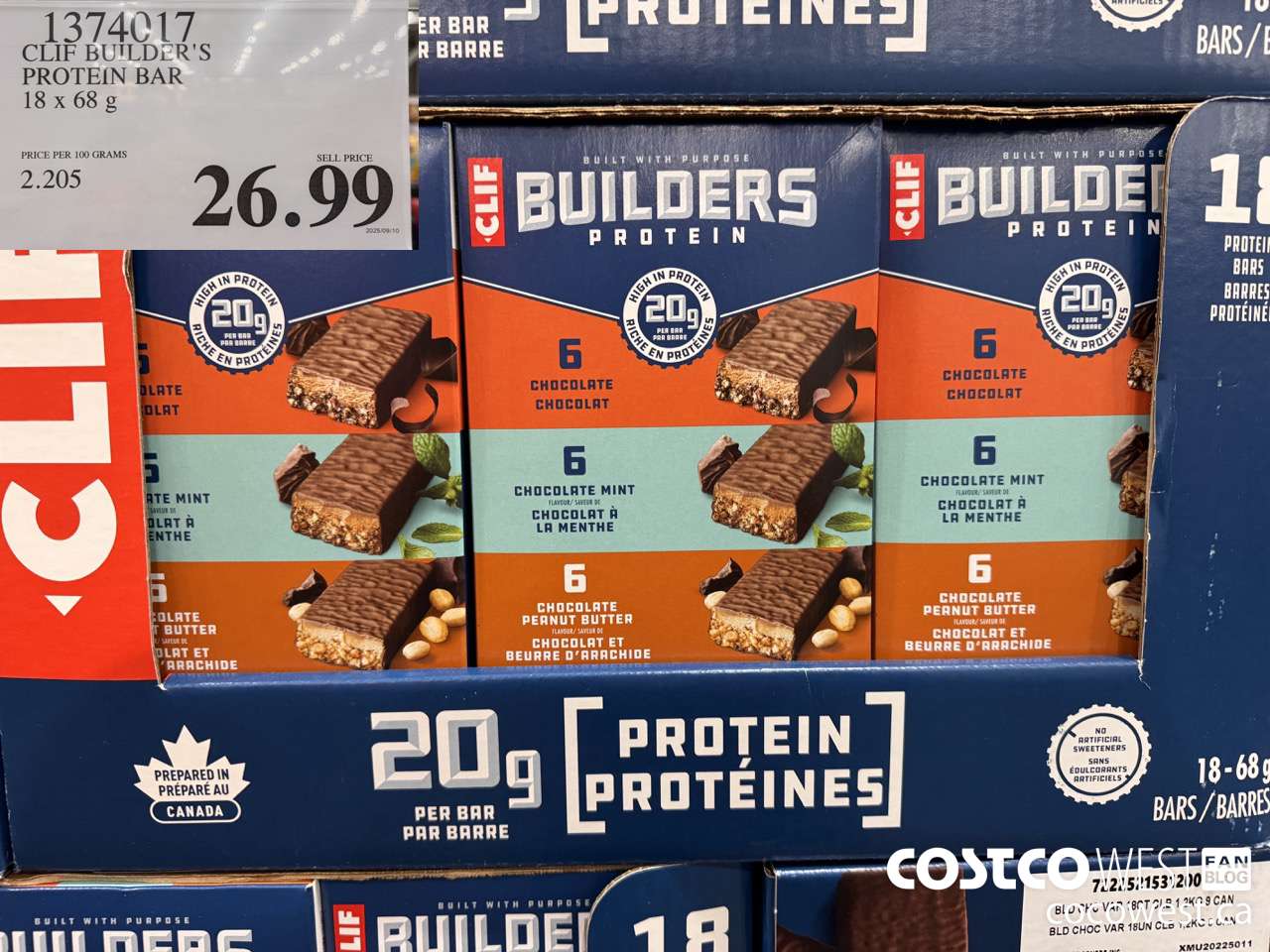 1374017 CLIF BAR BUILDER'S BAR VARIETY 18 x 68 g $26.99