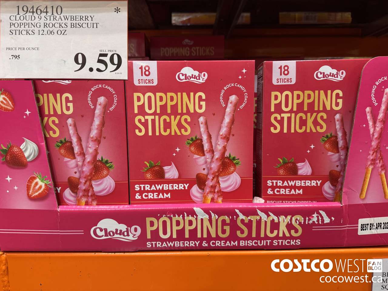 1946410 CLOUD 9 STRAWBERY POPPING ROKS BISCUIT STICKS 12.06 OZ $9.59