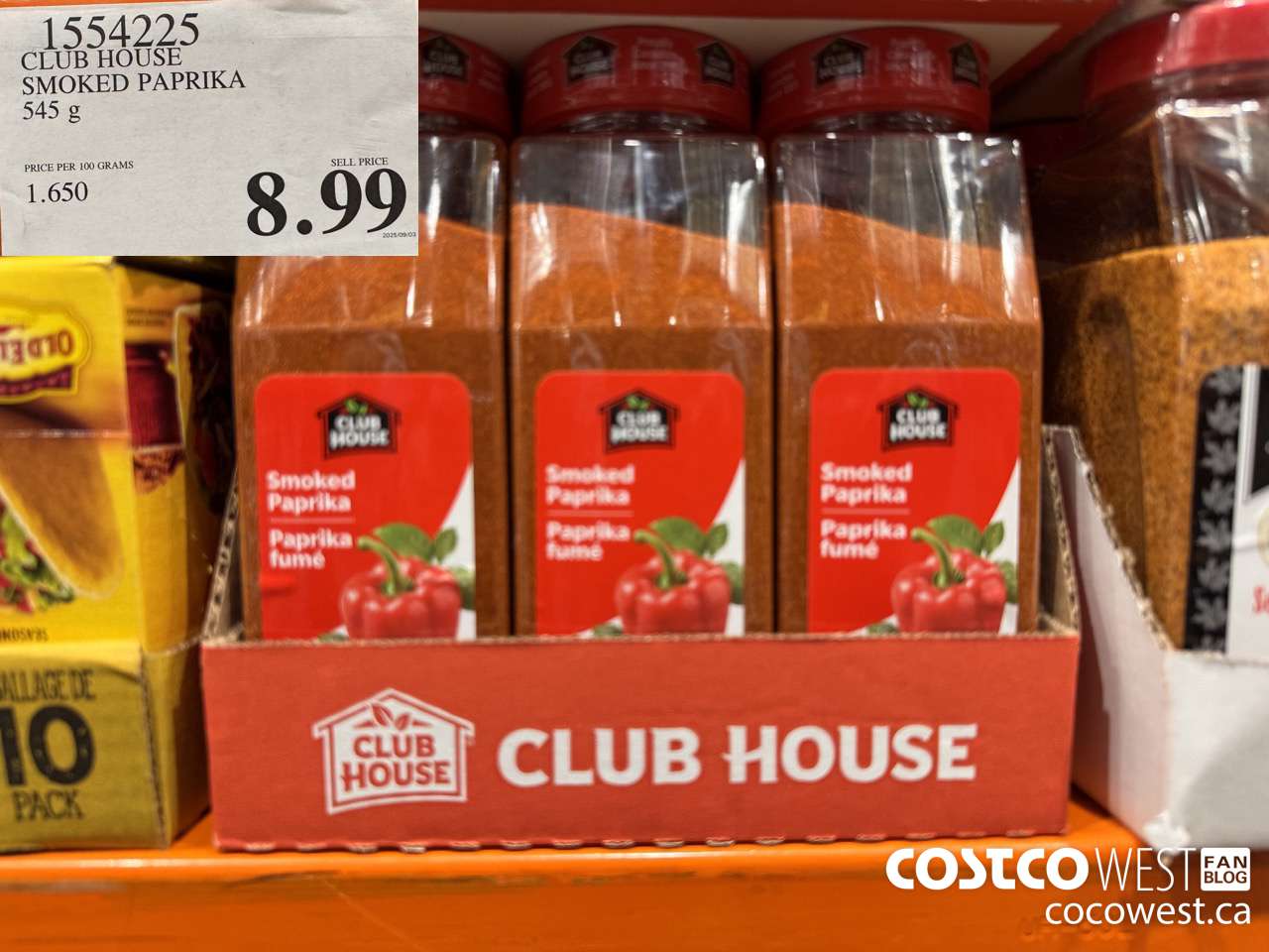 1554225 CLUBHOUSE SMOKED PAPRIKA 545G $8.99