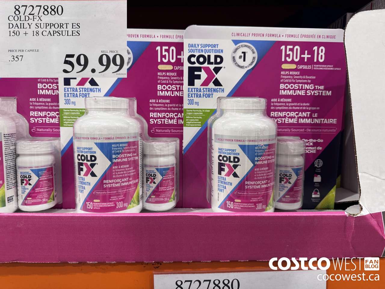 8727880 COLD-FX EXTRA STRENGTH DAILY DEFENSE 150 + 18 CAPSULES $59.99