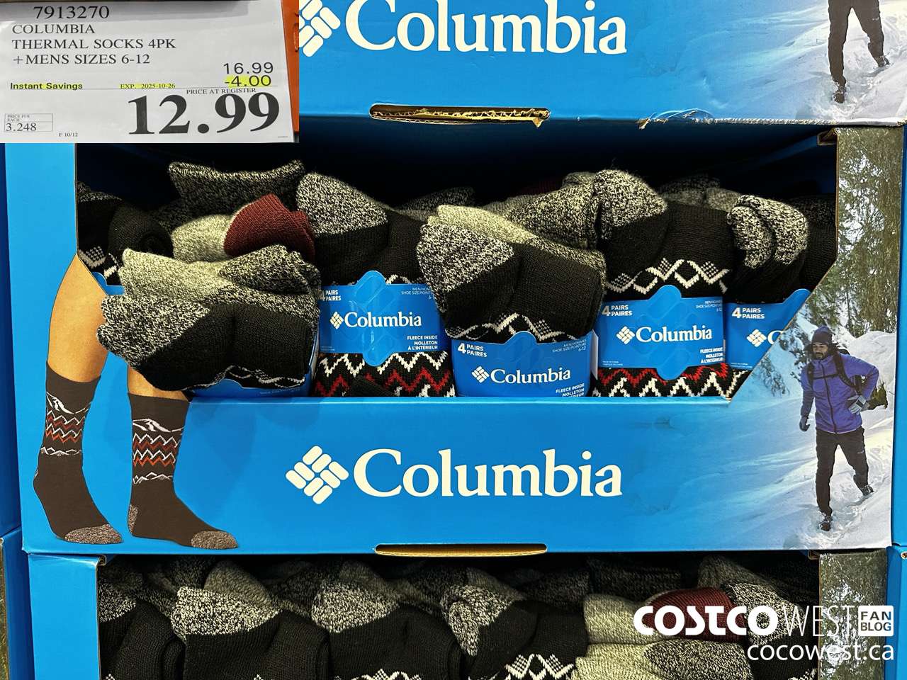 7913270 COLUMBIA THERMAL SOCKS 4PK MENS SIZES 6-12 ($4.00 INSTANT SAVINGS EXPIRES ON 2025-10-26) $12.99