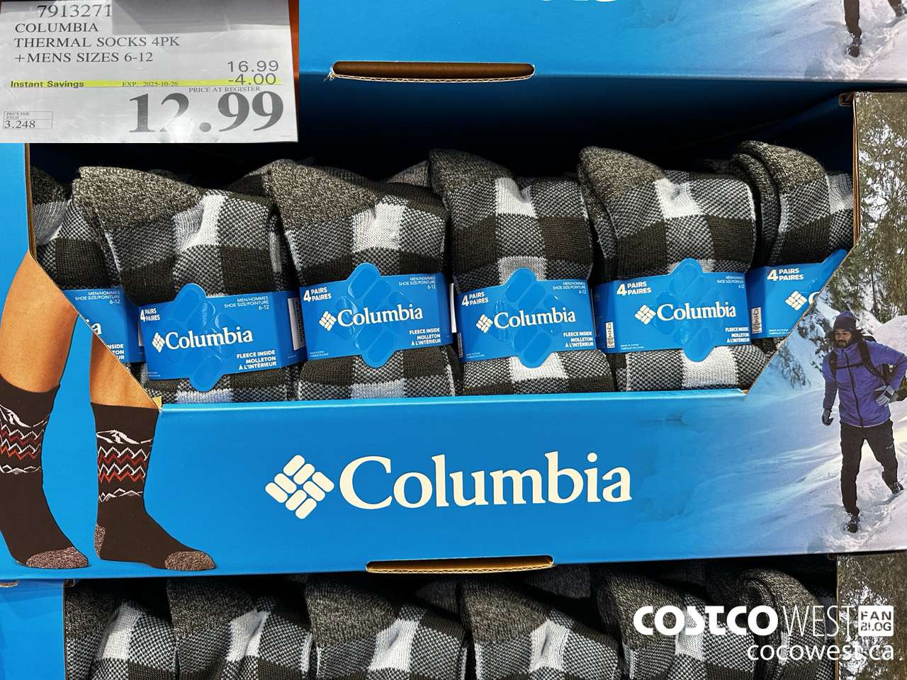 7913271 COLUMBIA THERMAL SOCKS 4PK MENS SIZES 6-12 ($4.00 INSTANT SAVINGS EXPIRES ON 2025-10-26) $12.99