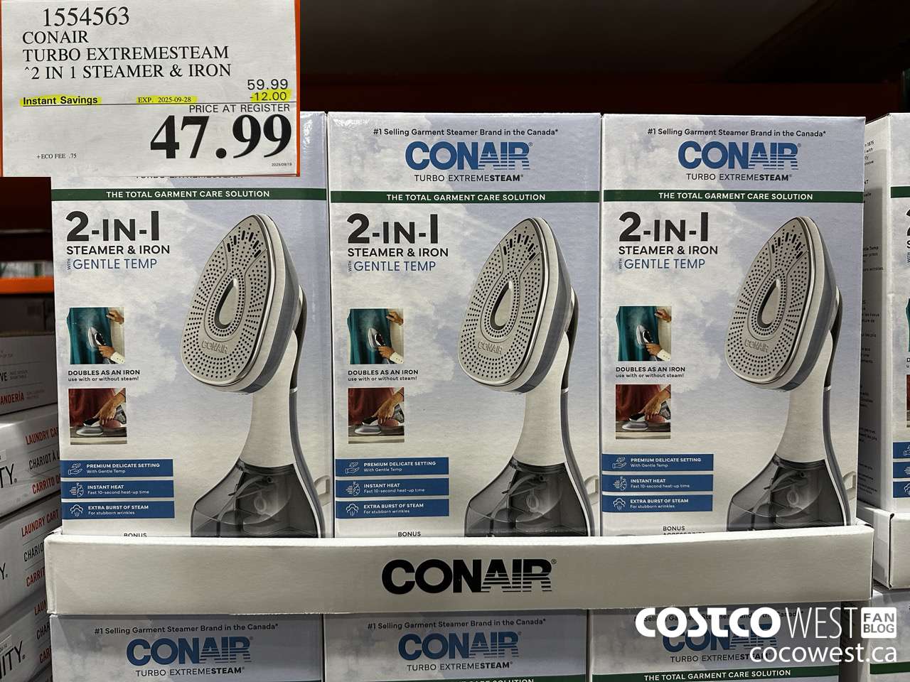1554563 CONAIR TURBO EXTREMESTEAM 2 IN 1 STEAMER & IRON ($12.00 INSTANT SAVINGS EXPIRES ON 2025-09-28) $47.99