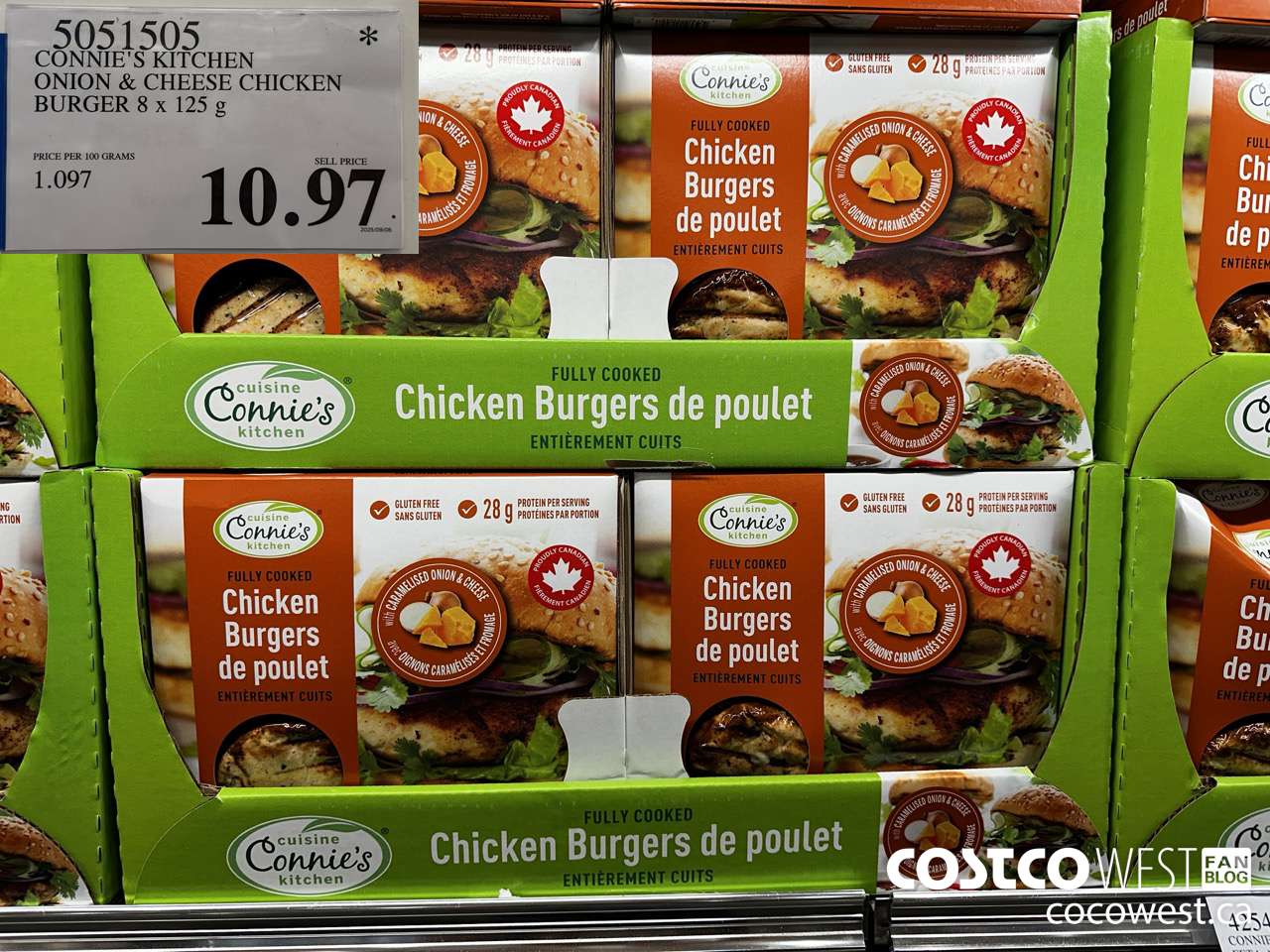 5051505 CONNIE'S KITCHEN ONION & CHEESE CHICKEN BURGER 8 X 125G $10.97