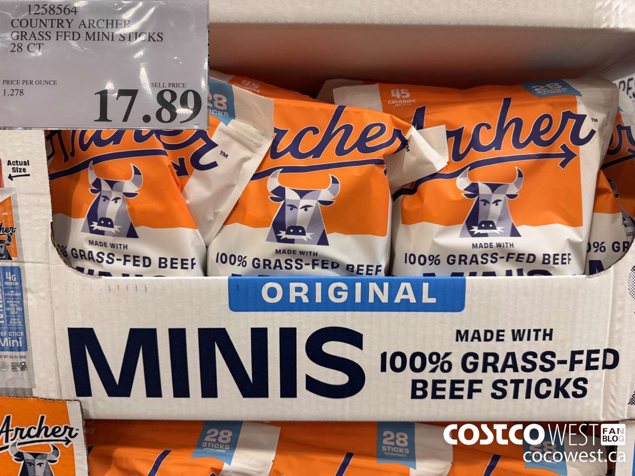 1258564 COUNTRY ARCHER GRASS FED MINI STICKS 28 CT $17.89