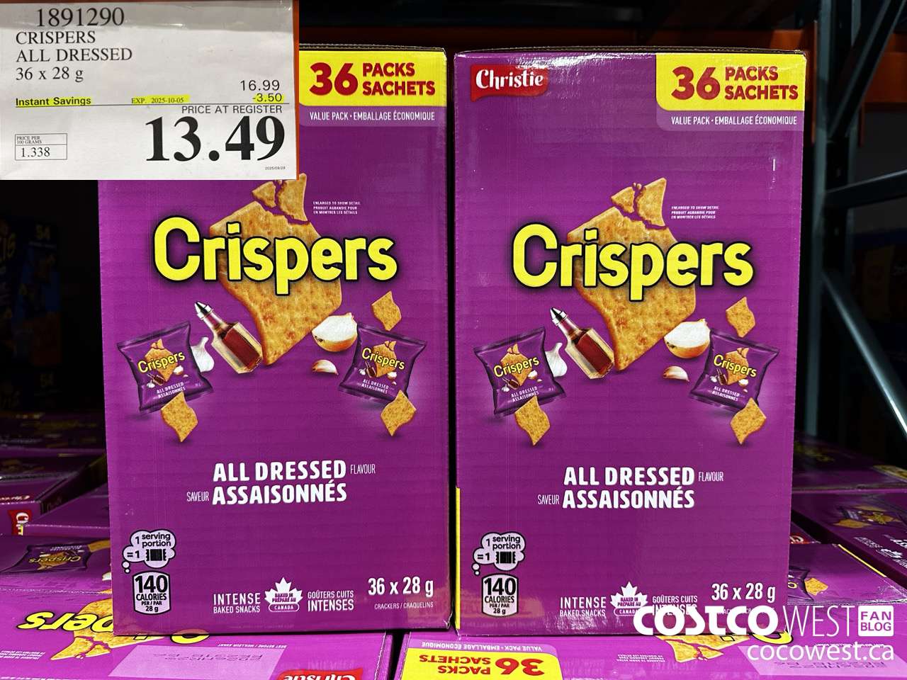 1891290 CRISPERS ALL DRESSED 36 X 28G ($3.50 INSTANT SAVINGS EXPIRES ON 2025-10-05) $13.49