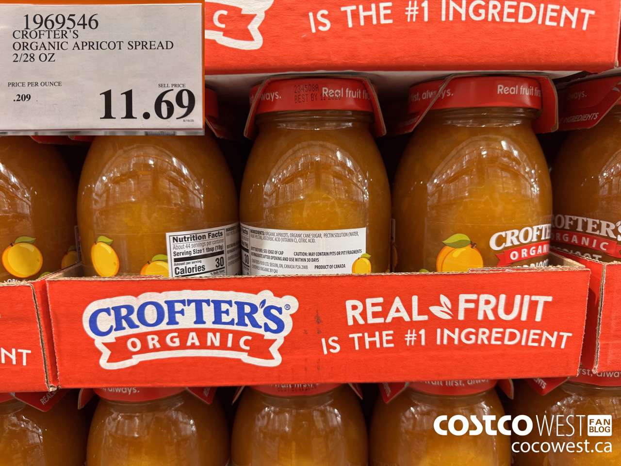 1969546 CROFTER'S ORGANIC APRICOT SPREAD 2/28 OZ $11.69