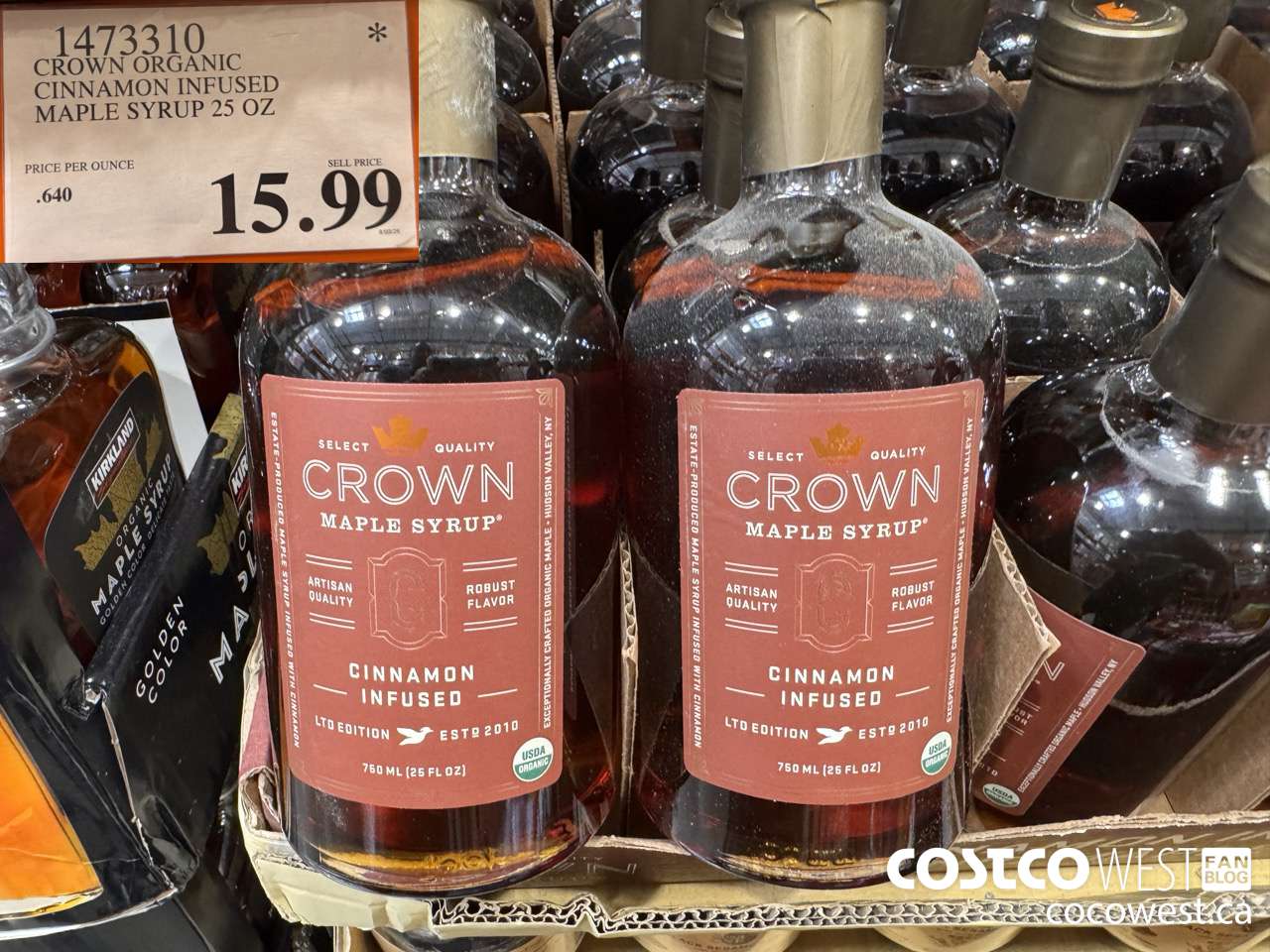 1473310 CROWN ORGANIC CINNAMON INFUSED MAPLE SYRUP 25 OZ $15.99