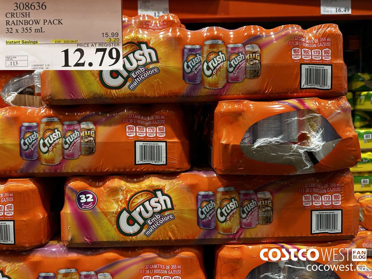 308636 CRUSH RAINBOW PACK 32 X 355 ML ($3.20 INSTANT SAVINGS EXPIRES ON 2025-09-07) $12.79