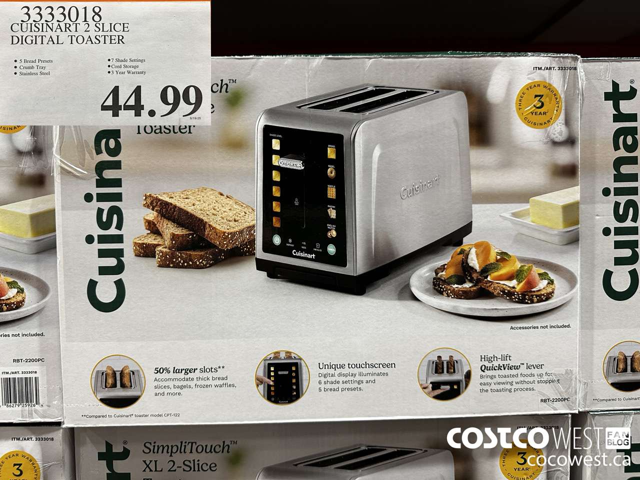 3333018 CUISINART 2 SLICE DIGITAL TOASTER $44.99